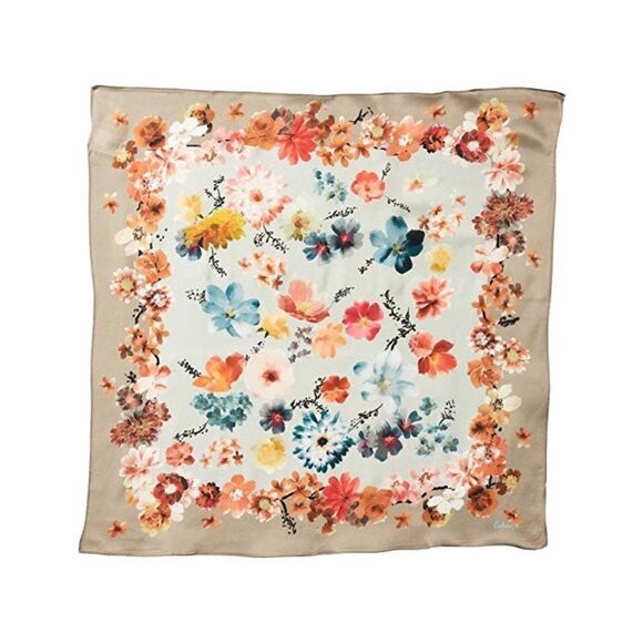 Echo Painted Floral Print Silk Scarf - Picture 2 of 3